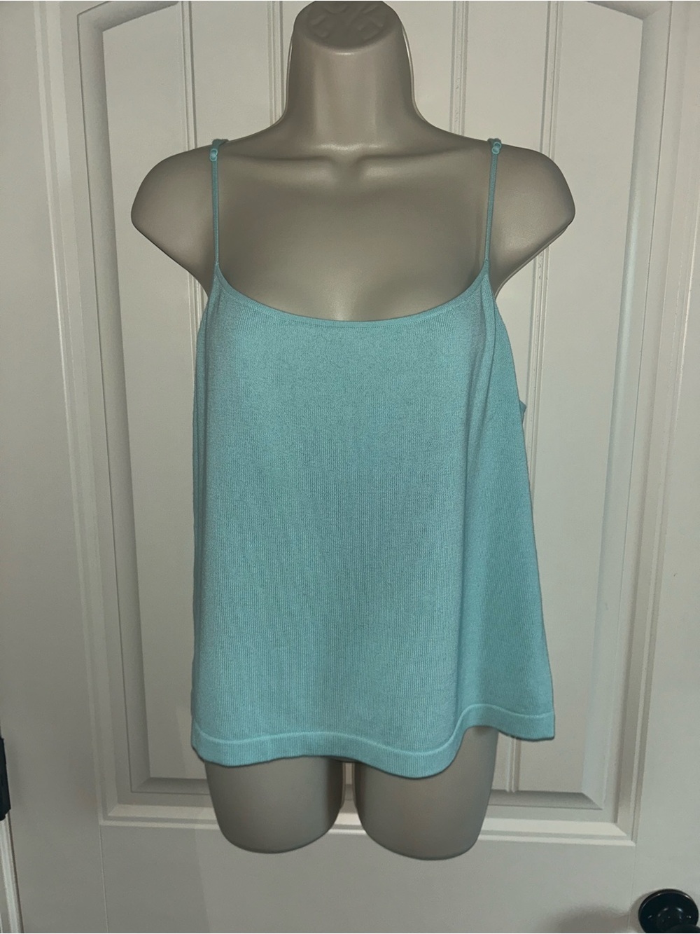 NEW Vince Aqua Blue Spaghetti Strap Knit Camisole Sz L
